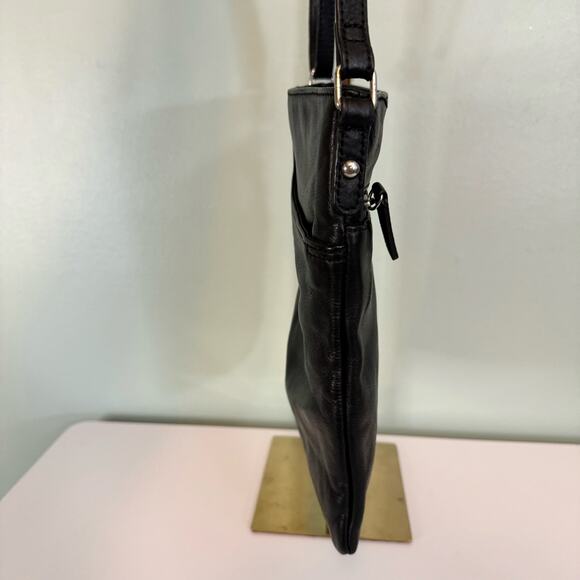 Margot Crossbody Shoulder Bag Womens Black Genuine Leather Messenger Slim Purse - Picture 5 of 11